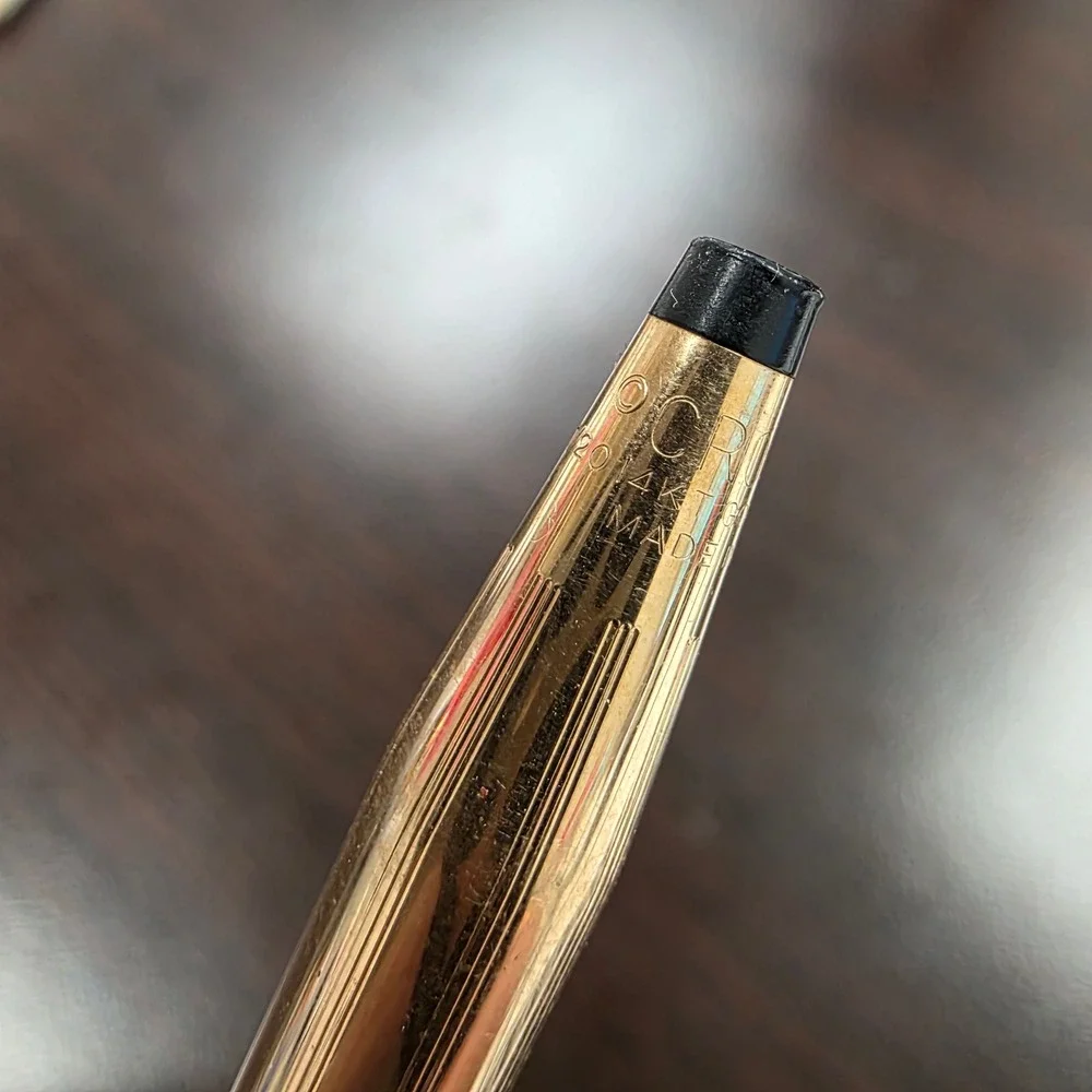 Cross 14KT Gold Filled Ballpoint Pen Vintage Pinstripe Made in USA 1/20 14K
